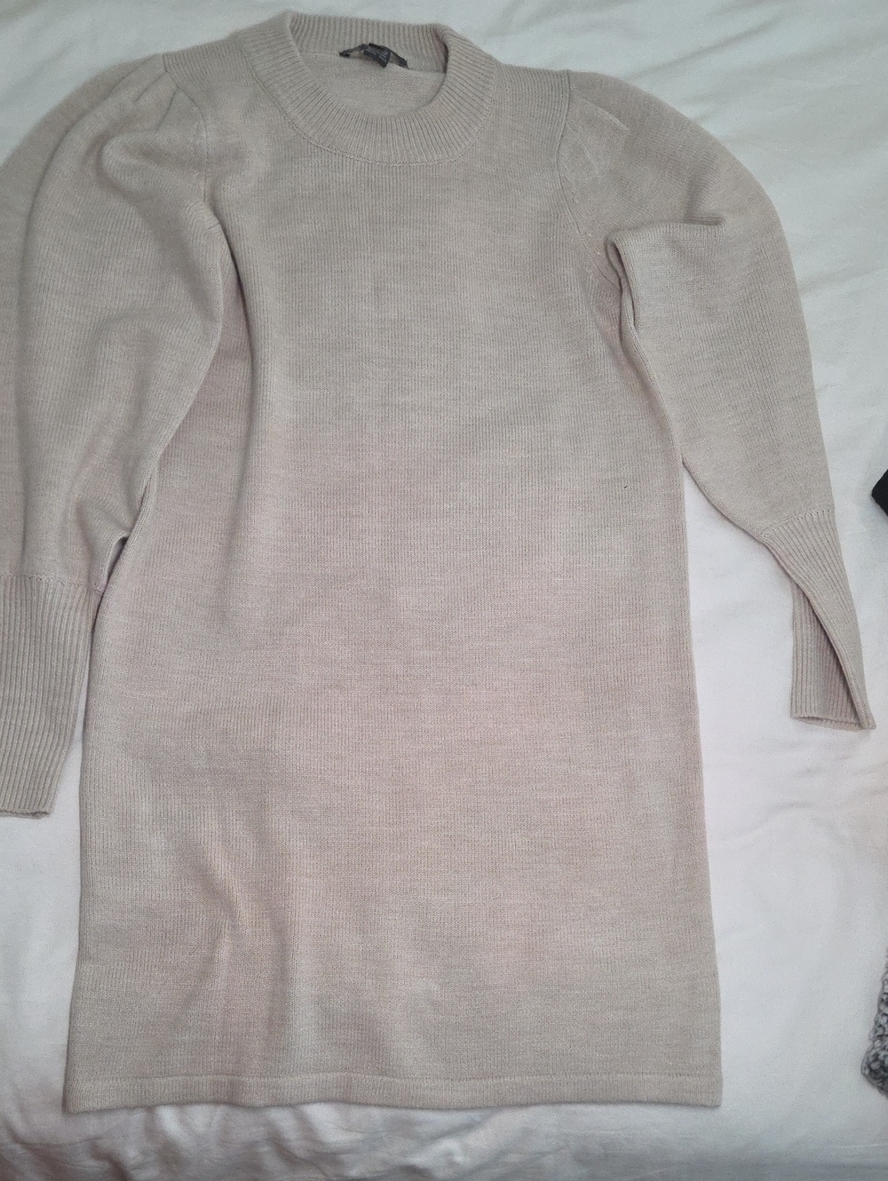 French Connection Light Beige Knit Long Sleeve Dress